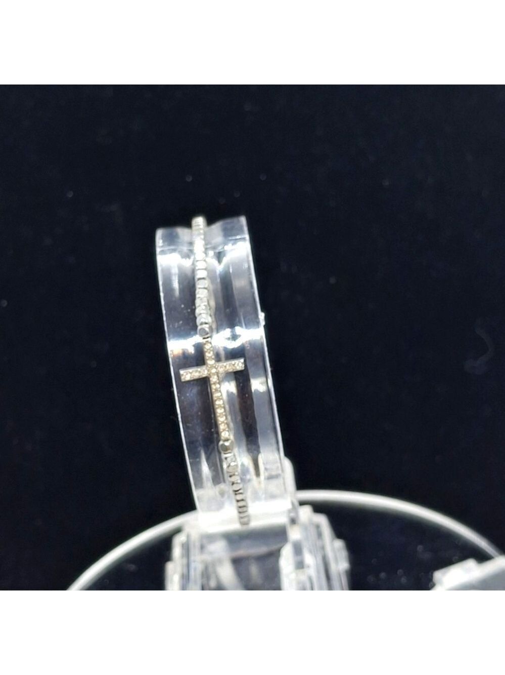Fossil Silver and Rhinestone Cross Bracelet